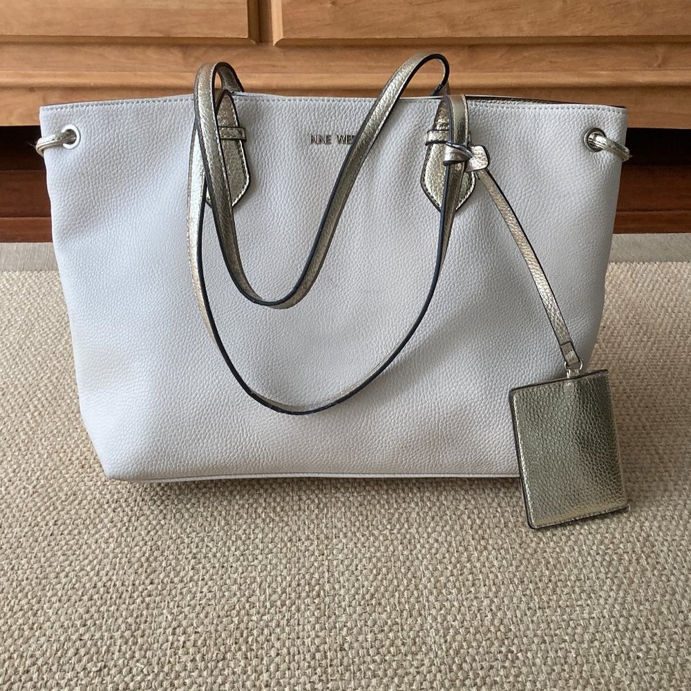 Nine West Large Cream Gold Tote Handbag